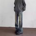 Men's Vintage Straight Leg Jeans – Retro Washed Denim With High Street Vibe, Relaxed Fit & Light Stretch For Casual Wear_mkmklike.com