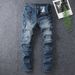 Men's Clothing Thin Spliced Jeans Men Trendy High Street Elastic Slim Fit Small Foot Casual Long Pants Men_mkmklike.com