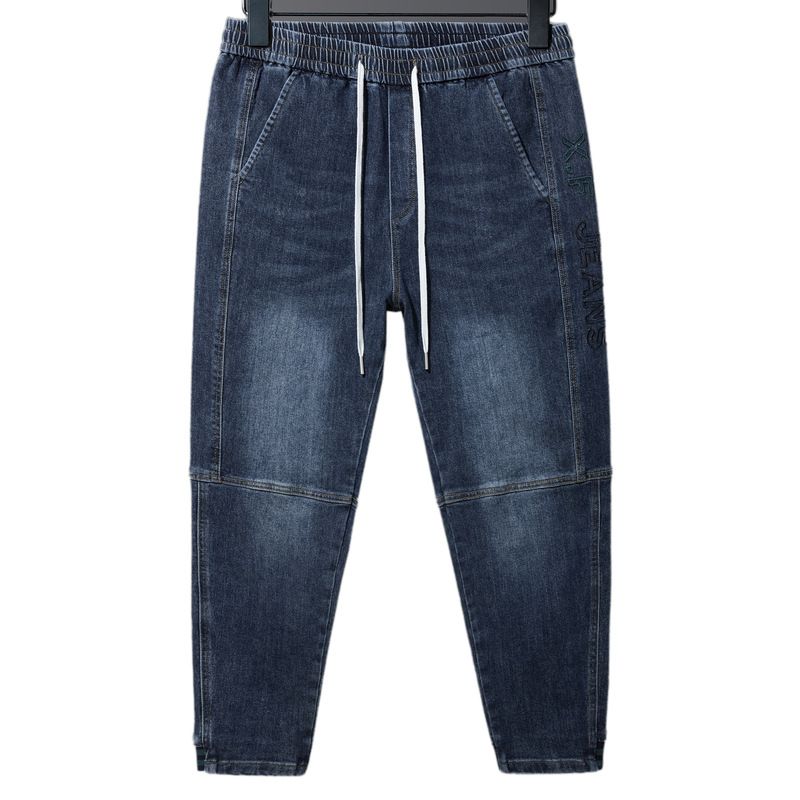 9907 Summer Thin New Big Pocket Splicing Embroidered Jeans Trendy Brand Elastic Waist Loose Straight Harlan Pants_mkmklike.com