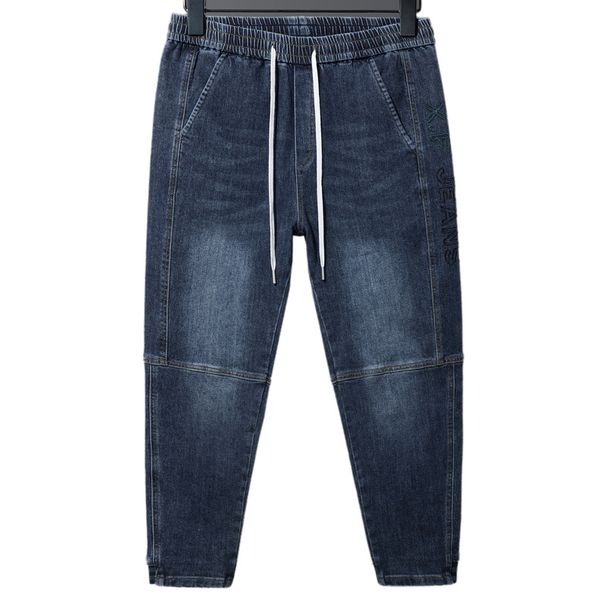 9907 Summer Thin New Big Pocket Splicing Embroidered Jeans Trendy Brand Elastic Waist Loose Straight Harlan Pants_mkmklike.com