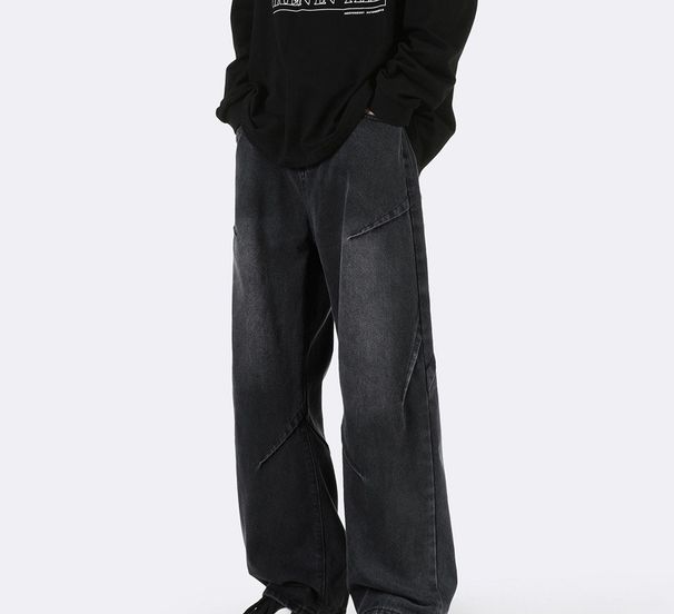 American Retro Wide-leg Jeans Men's Spring New Loose Straight High Street Casual Pants Slim Tooling Trousers_mkmklike.com