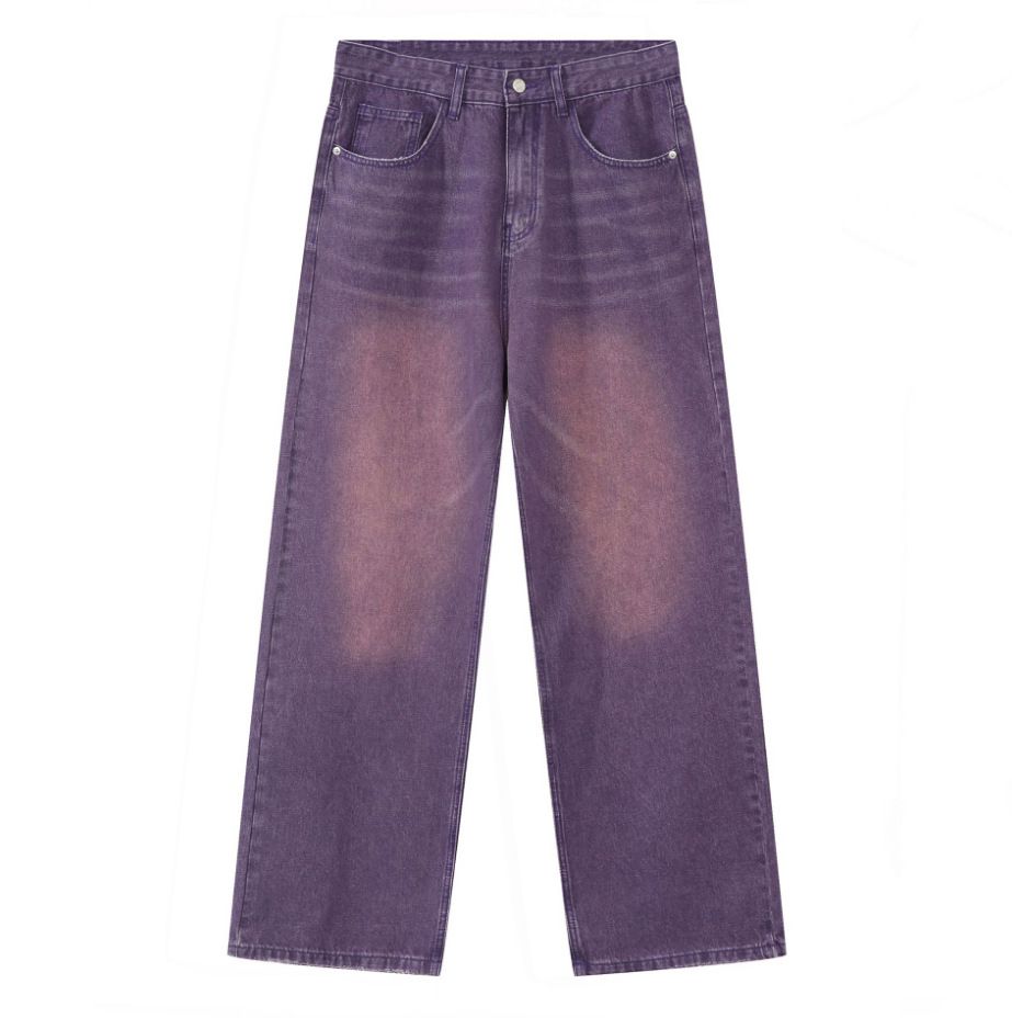 EF JEANS | 2024 New American Personality Retro Old Gradual Change Purple Loose Wide Leg Jeans Men And Women_mkmklike.com