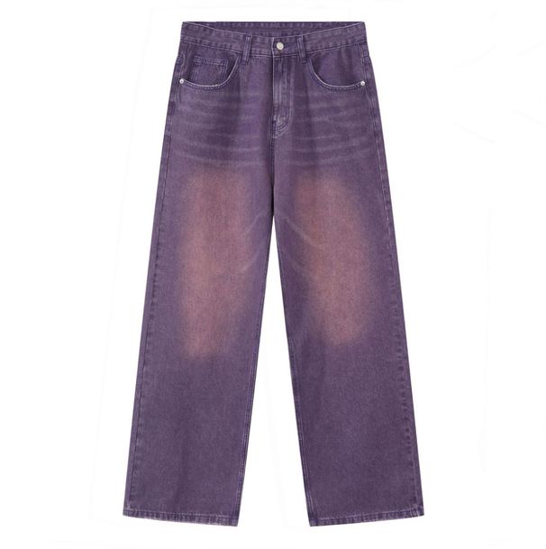 EF JEANS | 2024 New American Personality Retro Old Gradual Change Purple Loose Wide Leg Jeans Men And Women_mkmklike.com