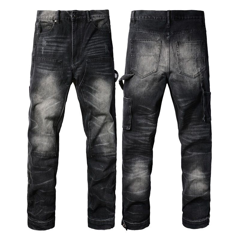 Men's Clothing High Street Multi Pocket Men's Jeans Lumberjack Men's Straight Jeans Men's Distressed Retro Overalls 1328_mkmklike.com