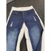 Men's Blue & White Contrast Denim Jeans – Straight To Slight Flare Cut (Retro High-Street Vibe, Unisex Styling)_mkmklike.com