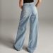 Women's Clothing 90s Vintage Low-Rise Baggy Jeans – Relaxed Fit Wide-Leg Denim Pants For Women (Light Blue)_mkmklike.com
