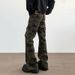 "Vintage Camo Flared Cargo Pants For Men & Women – Stretch Denim Workwear With High Street Aesthetic & Retro Fit"_mkmklike.com