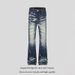 Retro Washed Distressed Ripped Flared Jeans Slim Fit Stretch Denim Trousers American Style For Men And Women New Summer_mkmklike.com