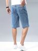Men's Denim Shorts With Holes, Randomly Painted Men's Mid Length Shorts, Multi Craft Shorts, Straight Leg Worn-out Men's Pants_mkmklike.com