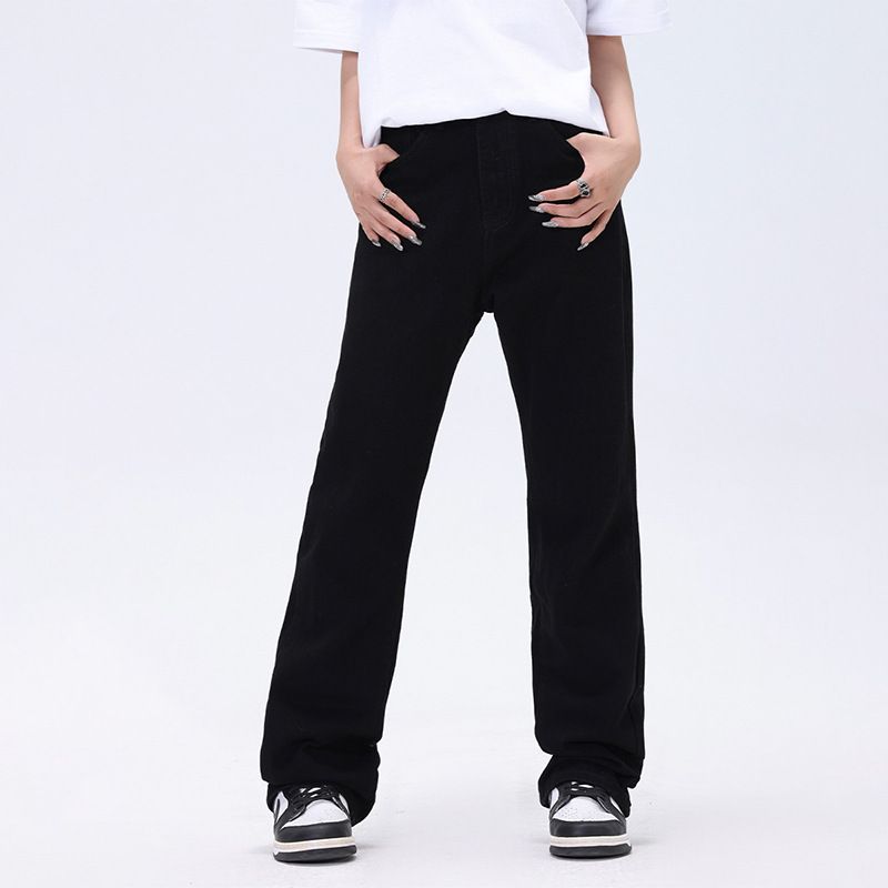 Nordmann Men's Flared Jeans European American Style Spring And Autumn Loose Straight National Trend Versatile Slim Fit Cool Black_mkmklike.com