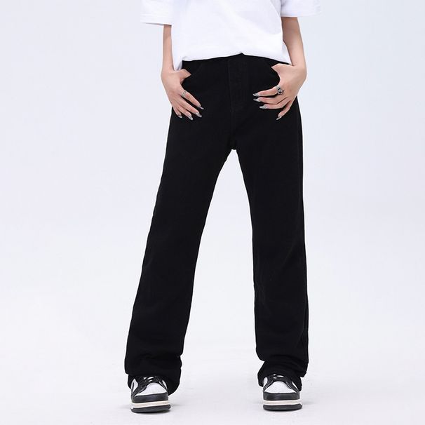 Nordmann Men's Flared Jeans European American Style Spring And Autumn Loose Straight National Trend Versatile Slim Fit Cool Black_mkmklike.com