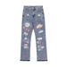 Hip Hop Patch Ripped Jeans Men's High Street Trend Embroidery Wide Straight Leg Loose Flared Pants Men_mkmklike.com