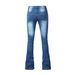 Women's Clothing Jeans Tight Elastic Tassel Flared Pants Trousers Solid Color Jeans_mkmklike.com