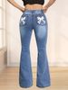 Women's Clothing INS Fashion Trend Personality Bow Print Jeans_mkmklike.com