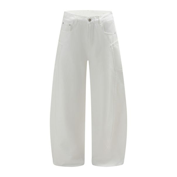 Loose Versatile Denim Scimitar Pants Men's Trendy Deconstructed Design Solid Color Workwear Casual Wide-Leg Trousers_mkmklike.com