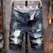 Men's summer new style ripped denim shorts, casual, personalized, straight, loose, five-point pants, trendy paint style_mkmklike.com