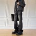 Men's Retro Distressed Black Straight Leg Jeans Spring Autumn 2026 Trendy Loose Casual Long Pants Mid Waist Cotton Trousers_mkmklike.com