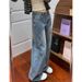 Women's High-Waisted Wide-Leg Jeans Unique Design Loose Fashionable Floor Length Spring Autumn Style_mkmklike.com