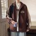 Wasuup American Style Stand Collar Jacket Men Spring Autumn Winter 2024 New Trendy Loose Sports Patchwork Coat_mkmklike.com