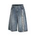 Men's Clothing Hip Hop Casual Loose Wide Leg Vintage American Style Blue Denim Capri Pants For Men - Relaxed Fit Wide Leg Hip Hop Summer Casual Shorts_mkmklike.com