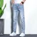 Men's Stretch Slim Fit Jeans – Classic Straight Leg Denim Pants (Dark Blue/Blue/Light Blue/Black) Button Fly & Mid-Rise Waist_mkmklike.com