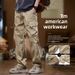 American Sle Casual Loose Straight Leg Multi Ket Outdoor Workwear Trousers Khaki Color Men's Faion Spring New_mkmklike.com
