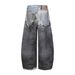 Men's Clothing Unisex Heavy Duty Distressed Patchwork Ripped Scimitar Jeans Style Loose Wide Leg Trendy 3D Printed Floor Length_mkmklike.com