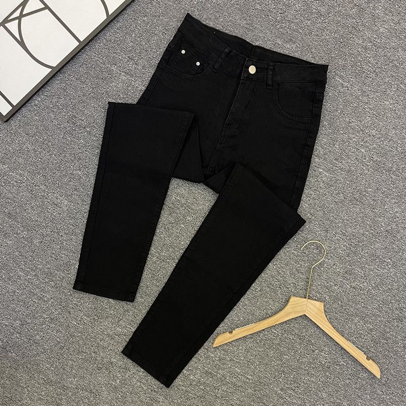 Men's Slim Fit Stretch Jeans – Light Blue & Black Distressed Denim Pants | Trendy Skinny Leg Casual Trousers_mkmklike.com
