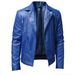 Men's PU Leather Jacket Men's Stand Collar Punk Motorcycle Leather Jacket_mkmklike.com