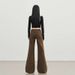 Wholesale And Dropshipping Of Women's American Retro Low-waist Slim Flared Jeans In Maillard Brown Coffee Color_mkmklike.com