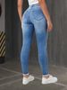 K New Elastic Perforated Slim Fit Women's Jeans Fashion Pants_mkmklike.com