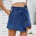 Women's Clothing Summer Washed Button Decoration Irregular Denim Skirt Pants_mkmklike.com