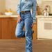 Slim Fit mid Waist Embroidered Slightly Flared Denim Jeans Long Women's Clothing for Spring Autumn Season_mkmklike.com