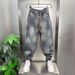 Men's Distressed Slim-Fit Cuffed Jeans – Vintage Washed Denim Pants With Rip Details & Drawstring Waist For Streetwear Style_mkmklike.com