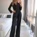 Women's long skirt jumpsuit slanted placket mid-waist temperament commuting jumpsuit_mkmklike.com