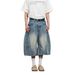 Men's Clothing Unisex Retro Washed Scimitar Cropped Jeans American Street Style Loose Wide Leg Hip Hop Shorts_mkmklike.com