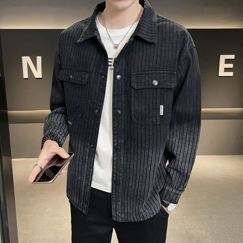 Pulse Pulse Thickened Men's Fleece-Lined Turn-Down Collar European And American Trend Cotton Denim Coat Slim Fit Handsome Jacket_mkmklike.com