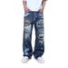 Trendy High Waist Men's Blue Jeans Aesthetic Style Vintage 2000s Streetwear Y2K Wide Leg Jean Autumn Ripped Trouser Baggy Denim Pants_mkmklike.com