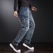Heavy Industry Washed Overalls Men's Multi-pocket American Style Fattened Plus Size Straight Hip-hop Jeans Men's Cross-border Pants_mkmklike.com