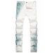 Men's Hand-Painted Streetwear Jeans | Slim-Fit Mid-Rise Denim Pants With Artistic Wash_mkmklike.com