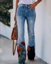 Women's Clothing Large Size Printed Denim Casual Thin Jeans_mkmklike.com
