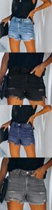 New Style Platform Four Color Hole High Waist Women's Denim Shorts_mkmklike.com