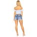 Women's Clothing Ripped Hot Pants Trend White Hem Elastic High Waist Tight Denim Shorts Hot Pants_mkmklike.com