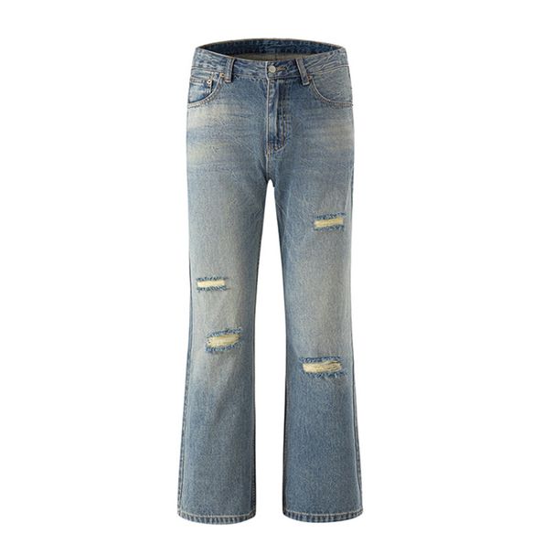 Men's Clothing Retro Simple Classic Distressed Ripped Straight Jeans Men And Women Trendy Brand Slim Fit Versatile Casual Pants New Style_mkmklike.com