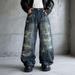 Men's Clothing Men's Vintage Ice Blue Washed Distressed Jeans – Oversized Straight Leg Denim Pants With Fake Rips (S-3XL, Low-Rise, No Stretch)_mkmklike.com