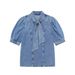 Chicco Foreign Trade Wholesale Street Style Bowknot Decorated Shirt 6164169 Denim Cape Skirt 6164157 Set_mkmklike.com