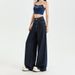 Breathable Lyocell Denim Wide Leg Pants - High Waisted Linen Feel Trousers For Women, Comfortable Loose Fit Summer Pants With Pockets_mkmklike.com