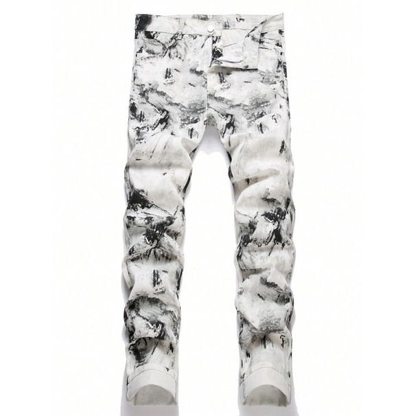 Men's Casual Straight Leg Jeans Gradient Print High Street Fashion Splatter Design Exclusive Supply_mkmklike.com