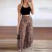 Women's Clothing Elegant print belted tank top leopard print high-waisted wide-leg pant suit_mkmklike.com