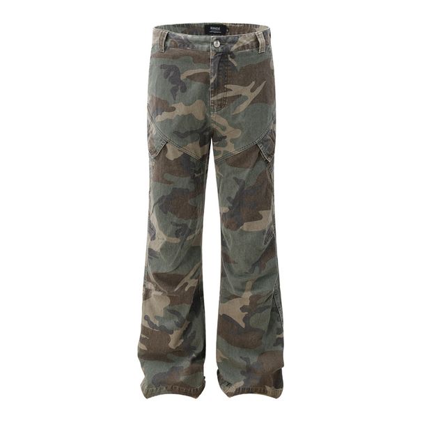 Men's Clothing Vintage Camo Cargo Pants - Oversized Streetwear Utility Trousers With Drop Cuff Design_mkmklike.com